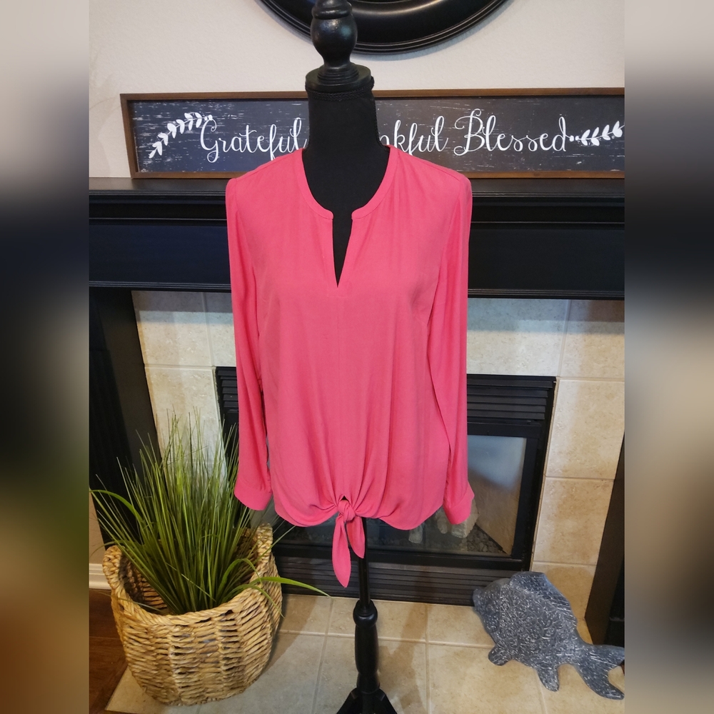 J. Jill -  Women's Coral Blouse with Tie Front